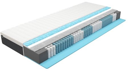 BMM Matratze 80x200 cm easyone H3 mittelfest/Boxspring 5-Schicht-Hybrid-System/Taschenfederkern trifft Schaumstoff/ergonomische 7 Zonen Matratze Höhe 22 cm/Matratzen Made in Germany