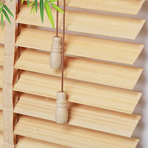 Jolan Holzjalousien Für Fenster,Natürliche Massivholz Jalousie,Verdunkelungsrollos Jalousette Für Innen 50/60/70/80/90/100/110cm,50mm Lamellenvorhänge,Wärmedämmungs Jalousetten,W×H-60x200cm/23.5x79in