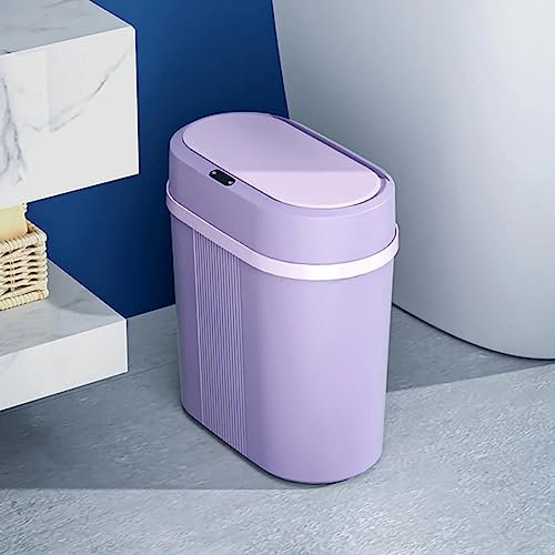 MegLob Non-Contact Electric Trash Can, Garbage Bin Between Kitchen and Bathroom, Special Compost Bin for Gaps, Garbage Storage Box Under The Table in Bedroom and Office,Purple
