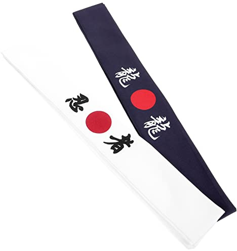 BESPORTBLE 2 Piezas Capucha Bushido Diadema De Chef De Sushi Samurái Diadema Samurái Diadema Hachimaki Pañuelos Cabeza Mujer Sombreros Japoneses Paño Cocinando Estilo Japones Perder