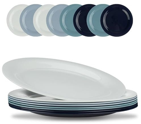 BEWOS Set di piatti di plastica da 10,2 pollici, 8 PACK, stoviglie senza BPA Piatti riutilizzabili per bambini,piatti di plastica leggeri per feste,lavabili in lavastoviglie e resistenti al microonde