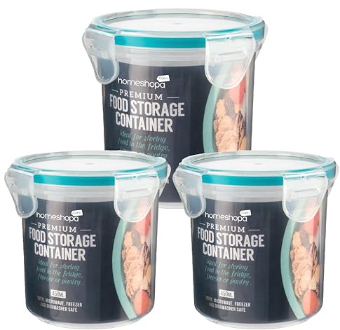Homeshop Runde Frischhaltedosen mit Deckel, 450 ml, Kunststoff, luftdicht und wasserdicht, auslaufsicher, für Haferflocken über Nacht, mit Verschlussdeckel, BPA-frei, mikrowellen- und