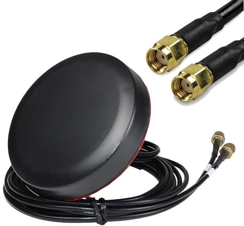 UniteCom Antena de disco Wi-Fi de doble entrada de 2.4 GHz y 5 GHz de doble banda, cable de 3 metros, conector RP-SMA de banda ancha, impermeable, para exteriores, interiores, resistente,