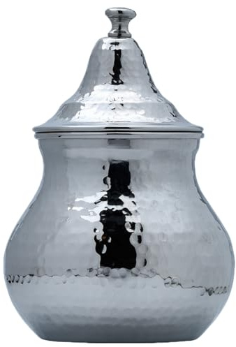 Orientalische Zuckerdose Andalus handgefertigt Messing Silber 16 cm