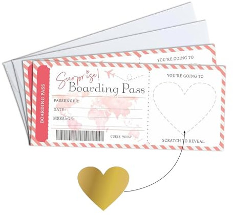 Rubbelkarten mit Umschlägen, personalisierbar, zum Rubbeln, für Urlaub, Überraschungsticket, Geburtstagskarten, Geschenke für Ehefrau, Damen, Herren, 2 Stück
