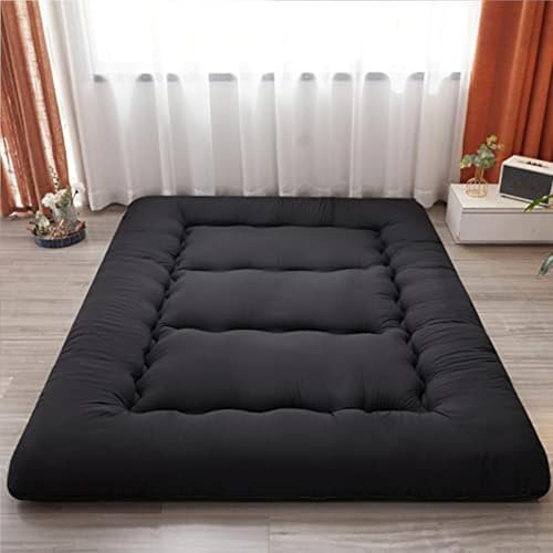 Japanische Bodenmatratze, Dicke Futon-Matratze, Tatami-Matte, Isomatte Und Waschbarer Bezug, Faltbare Rollmatratze Für Liegebett, Schlafsaal, Camping(Black,90x200cm)