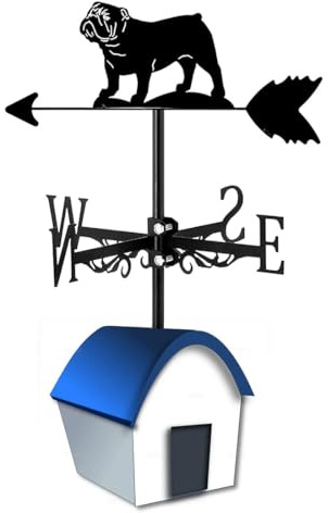 GFLCWYP Girouette De Scène De Ferme De Bouledogue Girouette D'Ornement d'animaux en Métal Durable Girouette Facile À Assembler Outils De Mesure pour Poteaux De Clôture Extérieurs Pelouse