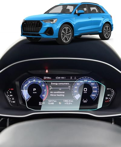 BIXUAN Film de protection d'écran de navigation MMI 10,25 compatible avec Audi Q3 F3 Virtual Cockpit 2019 2020-2024 Film de protection d'écran transparent 9H Verre trempé anti-rayures Film de