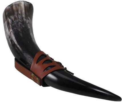 MAGICLULU Tasse à Bière Corne Style Viking Médiéval Avec Ceinture Pu Pour Boire Bière Vin Ou Hydromel Décoratif Pour Intérieur
