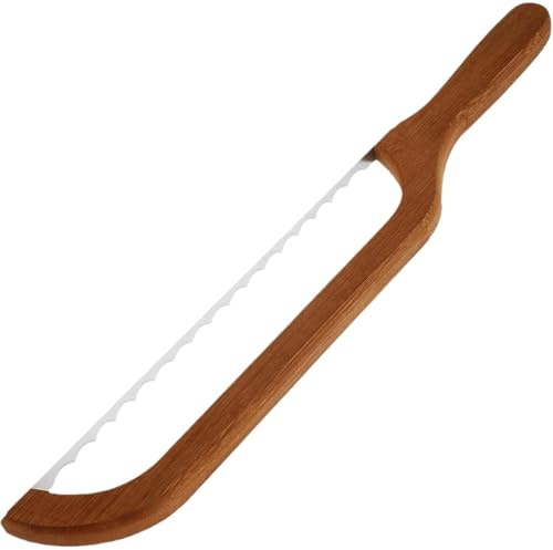 Scie à pain pour le pain au levain - Machine à pain pour pain fait maison - Coupe-pain manuel avec design abrasif - Coupe-pain en acier inoxydable avec scie dentelée et poignée en bois confortable