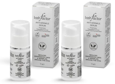 Lashfactor Anti-Wrinkle Serum - Reduces Wrinkles and Fine Lines with Intense Hydration, Glow Boosting Facial Anti-Ageing Serum, 100% Vegan - 15g (Pack of 2)