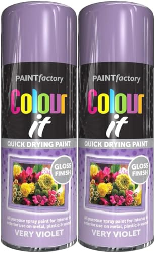 MIXEL Violet Gloss Spray Paint, Quick-Drying Formula, Long-Lasting, Perfect For Crafting, DIY Projects, Automotive, Home Décor, Ideal For Both Indoor And Outdoor Use, 400ml, (2 Pcs)
