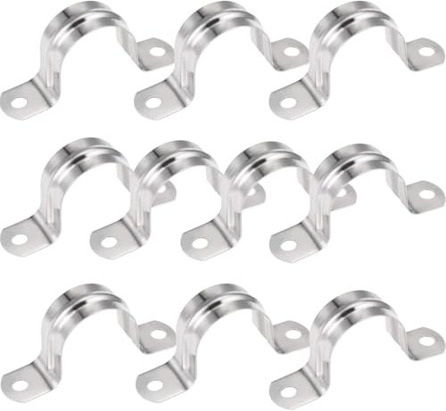 10pcs U Shape Pipe Clamp 5mm-200mm Two Hole Strap Conduit U-Tube Hose Clip Water Pipe Plumbing Saddle Clamps(M50)