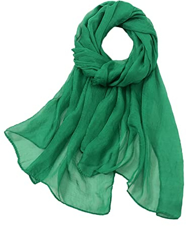 Generisch 2025 Mujeres Verano Casual Colorido Multicolor Color Sólido Gasa Delgada Bufanda de Seda Regular Bufanda Sombrilla Pañuelos Coloridos Para Niños, verde, Talla única