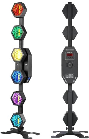 Barre lumineuse rétro à 6 LED Pixel, stroboscope, 260 W, avec base, hauteur réglable, 4 modes de contrôle, affichage numérique, pour discothèque, fête, mariage, événement, église