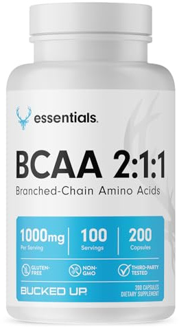 Bucked Up BCAA 2:1:1 Capsules | Branched Chain Amino Acids Supplement | 1000mg Per Serving | Gluten Free, Non GMO, Third Party Tested | BCAA Supplement 100 Servings (200 Capsules)