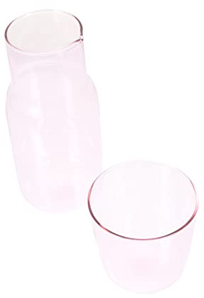 Pink High Borosilicate Glass Bedside Carafe 520ml Set | Carafe and Glass Set, Food-safe Finish, Simple Style, 280ml Companion Piece