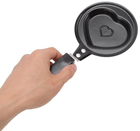 Dioche 5 Pouces Mini Poêle à œufs pour les Enfants, Casquette D'omelette Antiadhésive en Forme de Fer à Petit-déjeuner en Forme de Fer Mignonne, Petite Poêle de Crêpes pour le (En forme de cœur)