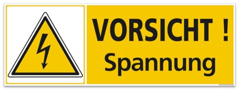 Signalétique.biz France - Vorsicht Spannung Schild aus Aluminium-Verbundplatte 2mm – Warnschild Elektrische Gefahr | Gelb/Schwarz mit Blitzsymbol | 210x75 mm