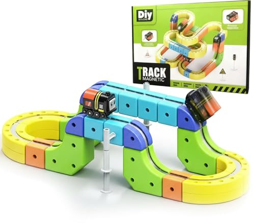 JODAIS Giocattolo del treno Fusion con binario di aggiornamento 2026, set di treni elettrici, cubo ferroviario magico 167 pezzi, con auto motorizzata, binario con blocchi di costruzione, layout 62PCS