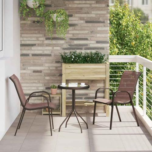 Generico Set Bistro da Giardino 3 PCS Marrone Acciaio,Mobili,Mobili da Giardino,Set da giardino-42003980