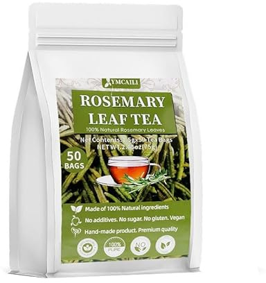 Rosemary Tea Bags - 50 Count, 100% Pure Dried Rosemary Leaves, Caffeine-Free Herbal Tea, Natural & Aromatic
