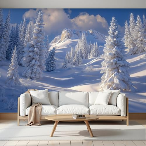 NAWVNMI Fotomurale 3D Carta Da Parati Fotografia Paesaggio Innevato Foresta 250 x 175cm Carta Da Parati Camera Letto Inverno Montagne Fotomurali Murales Poster Gigante Moda Decorazione Da Muro