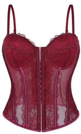HUWOYG kvinnor spagettirem korsett bustier sommar spets fest underkläder smal midjetränare magtröja för kvinnor, Färg3, XL