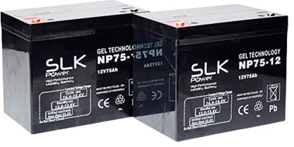 SLK Power Mobility Scooter Gel Battery Pair of 2 x 12v 75ah Reliable And long Lasting Replacement Batteries For Electric Scooters And Wheelchairs