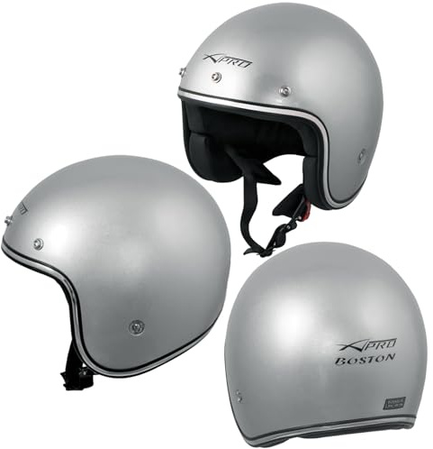 Casco Moto Jet Omologato ECE 22-06 argento custom scooter naked style tg.M
