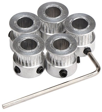 DollaTek 5PCS Aluminum GT2 Timing Belt Pulley 20 Teeth Bore 8mm Width 6mm and Wrench for RepRap 3D Printer Prusa i3