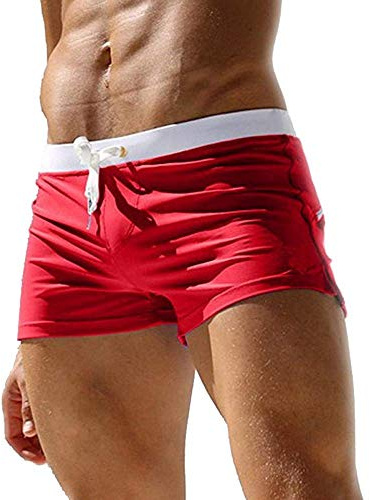EDOTON Herren Badehose Jungen Bademode Sexy Badeshorts für Männer Schwimmhose mit Reißverschlusstasche Trainingsshorts Elastisch Verstellbar Mit Tunnelzug Badeshorts