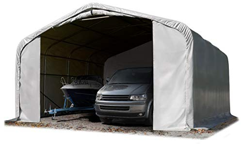 TOOLPORT Wikinger Zeltgarage 6x6 m Lagerzelt Carport Torgröße 4,1x2,9 m für Boote, Wohnmobile, Traktoren - grau