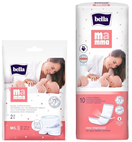 bella Mamma Wöchnerinnen (Gr. M/L, 6 Slips & 60 Stk. Vliesvorlagen), Wochenbett Unterwäsche & Binden im Set