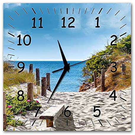 Bilder-Manufaktur BM Funk Quarz Wanduhr Funkwanduhr Funkwanduhren Funkuhr Funkuhren kein Ticken lautlos geräuschlos leise modern ohne Tickgeräusche groÃŸ XXL Wohnzimmer Küche Meer Strand 9523-1a SZ