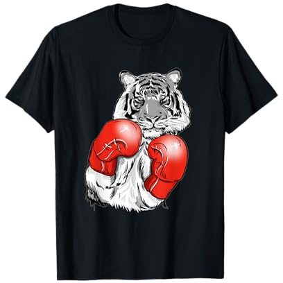 Tigre de boxe drôle avec des gants rouges enfants adultes T-Shirt