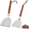 dcas 2 Pezzi Spatola In Acciaio Inox, Spatola Multifunzione Per Barbecue, Manico In Legno Spatola Per Cottura, Spatola Professionale Per Grill, Spatola Per Barbecue a Mano In Legno (2 Misurare)