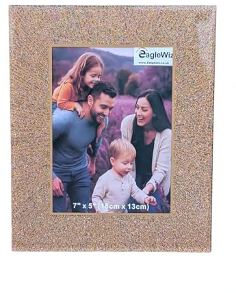 EagleWiz Rose Gold Glittering Mirror GLASS PHOTO FRAME Sparkle RoseLust Picture Frame home Decor Room Decor Gift Freestanding and Wall Hanging (Picture 7 x 5 inches)