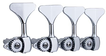 Guyker Bass-Mechanik (4 für links) – 1:20 Verhältnis Open Gear Tuners Tuning Key Pegs Ersatz für E-Jazz Gitarre Bass oder Präzisionsinstrumente – Chrom