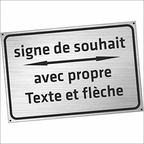 INDIGOS UG - Schilder selbst gestalten mit Pfeil - Stahllook - Aluverbundplatte 12 Größen - 30x20-200x100cm - Schild personalisiert mit Text - Schrift - für Garage, Hotel, Parkplatz, Schule, Carport,