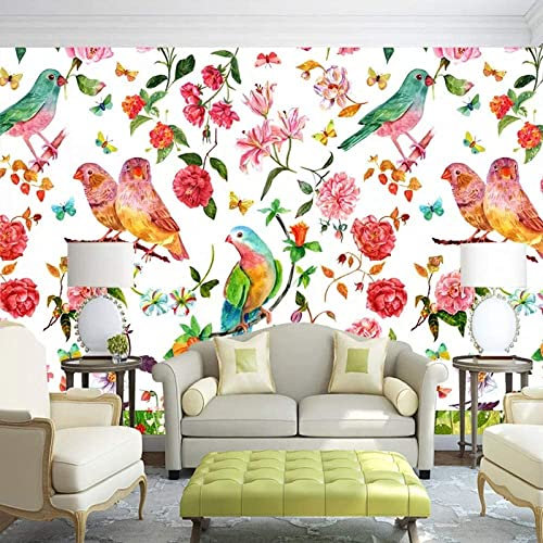 Murales 3D Carta Da Parati Fiori Uccelli Carta Da Parati Decorativa Carta Da Parati 3D Carta Da Parati Autoadesiva Soggiorno La Parete Per Camera Da Letto Carta Da Parati Tv Fondale Po 300(L)x210(H)cm