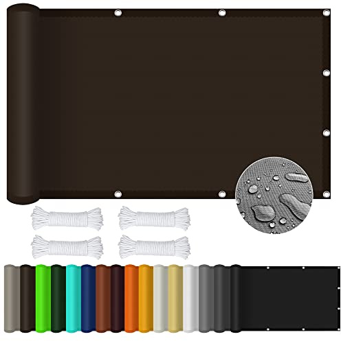 Toldo Vela de Sombra Rectangular 1.4 x 4 m Impermeable Toldo Vela Impermeable Prueba de Viento protección UV para Exterior, Jardín, Terrazas, Marrón