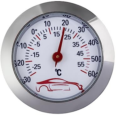 Plumdrop Mini thermomètre de voiture -30 à 60 ℃ Jauge de test de température intégrée Indicateur de compteur Cadran rond de 43 mm - Moniteur de température analogique