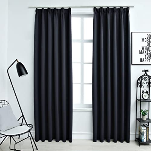 SKM Verdunkelungsvorhänge mit Haken 2 STK. Anthrazit 140x175cm, Weight: 1.5 kg, 134422
