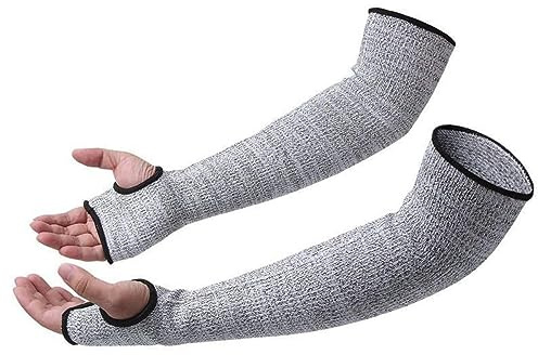 TopHomer Paire de gants de protection anti-coupures de 35 cm avec fente pour le pouce pour protéger l'avant-bras, le poignet et le bras, Argenté., taille unique