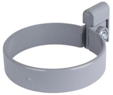 Marley Regenrinnen System Dachrinnenteile DN 75 Fallrohrsystem Grau RAL 7040 Dachrinnenset aus PVC (2 x Rohrschelle)