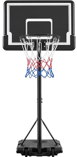 Yaheetech Basketball Hoop and Stand Portable Basketball Net Set Outdoor Indoor Basketball Stand with 2 Wheels & 32'' Backboard, Adjustable Height 234-264cm