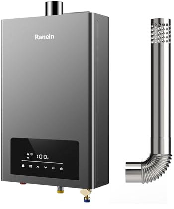 Ranein Instantaneous Water Heater without Propane Gas Tank with Ventilation Pipe, Max 3.6 GPM, 80,000 BTU Instant Water Heater