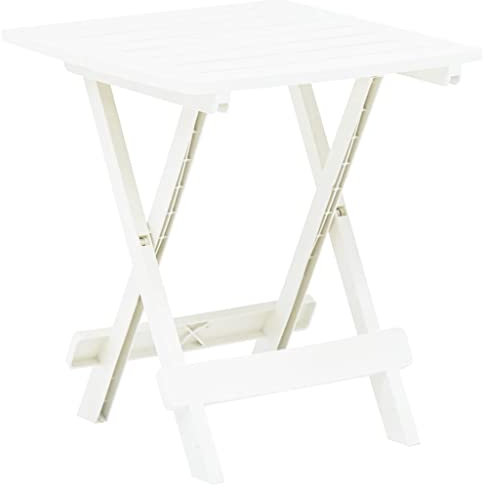 AUVYI Gartentisch Klappbar Weiß 45x43x50 cm Kunststoff Beistelltisch Outdoor Coffee Table Camping Tisch Stehtisch Bistrotisch Balkontisch Klein Esszimmertische Sofatisch Wohnzimmer