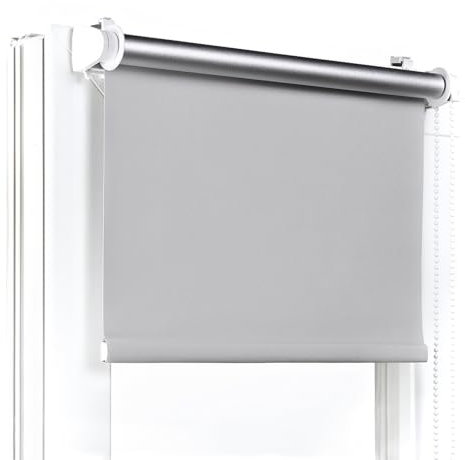 Fenster DEKOR - Rollos Für Fenster Ohne Bohren Grau - Verdunkelungsrollo B130 x H120 cm - Klemmrollo Verdunkelung - Fensterrollo Für Balkontüren - Verdunklungsrollo Leicht Zu Installieren - Klemmfix